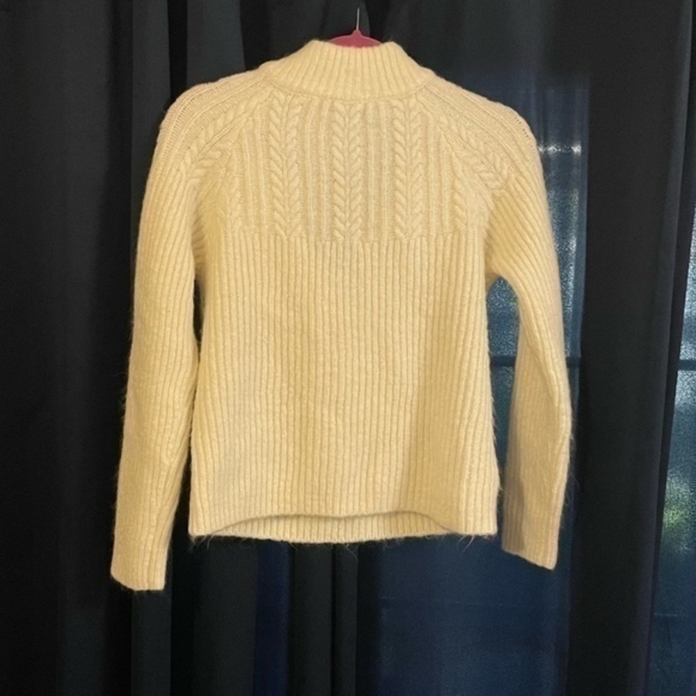 FRNCH Women's Back Bow Tie Cable Knit
Long Sleeve Cream